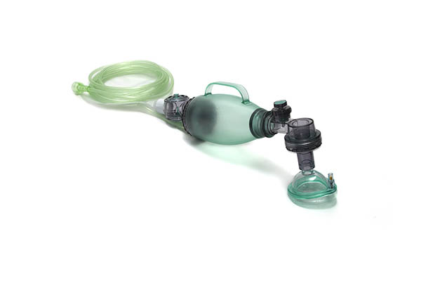 BVM resuscitator, infant, 280ml bag detachable O2 reservoir bag with pressure relief valve (40cm H20), size 1 mask