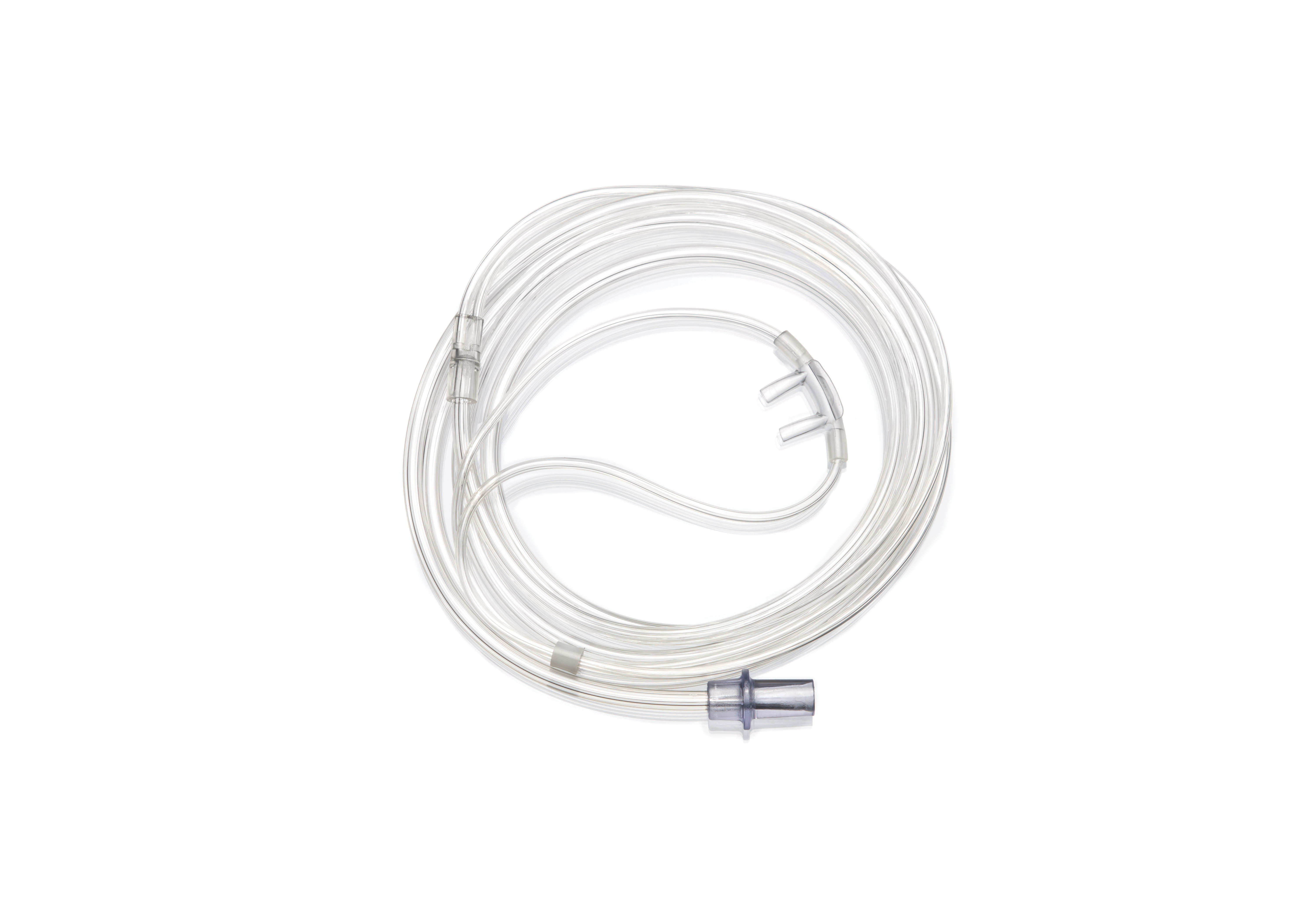 Adult, nasal cannula with straight prongs and tube, 2.1m
