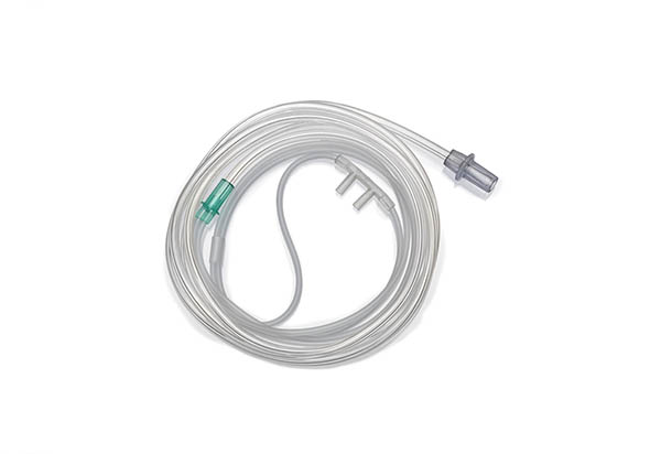 Adult, Satin nasal cannula with straight prongs and tube, 2.1m