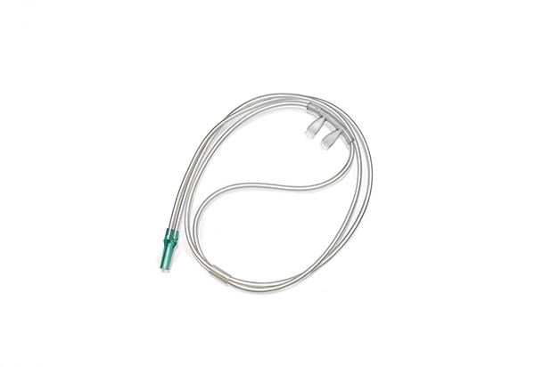 Adult, nasal cannula with curved/flared prongs headset