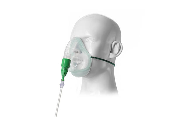 Intersurgical EcoLite™, adult, oxygen mask, with 60% venturi valve, green and tube, 1.8m
