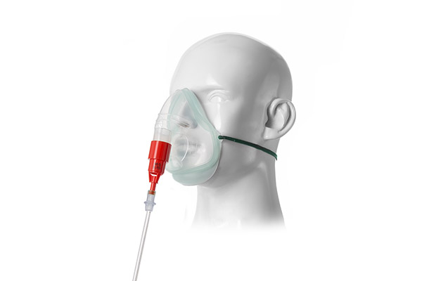 Intersurgical EcoLite™, adult, oxygen mask, with 40% venturi valve, red and tube, 1.8m
