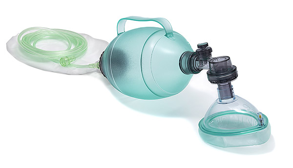  BVM resuscitator, adult, 1.5L bag, with pressure relief valve (60cm H20), size 5 mask