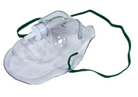 Adult, medium concentration oxygen mask with nose clip