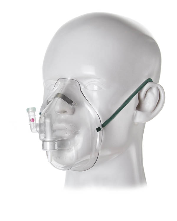 Respi-Check™, adult, breathing indicator medium concentration oxygen mask with nose clip