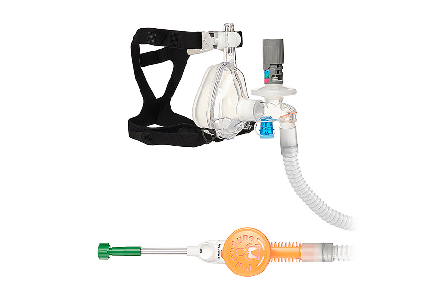 O2-MAX™ Trio System with smoothbore tube, 5-SET™ adjustable PEEP valve and BiTrac ED Mask, medium adult