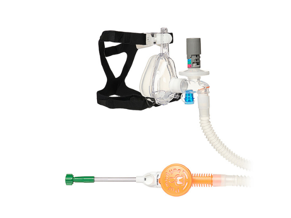 O2-MAX™ Trio System with expandable tube, 5-SET™ adjustable PEEP valve, nebuliser and BiTrac ED Mask, medium adult
