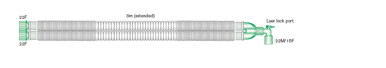 22mm Compact™ breathing system with luer elbow, ≥ 3.0m