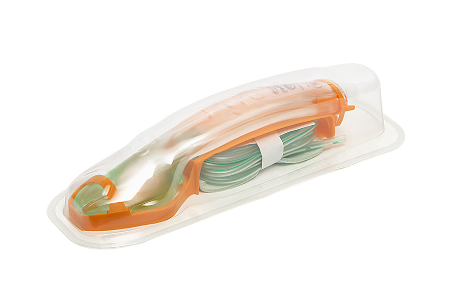 i-gel® Plus Resus Pack, large adult – includes a size 5 i-gel® Plus with orange hook ring, sachet of lubricant, airway support strap and a 16FG suction tube