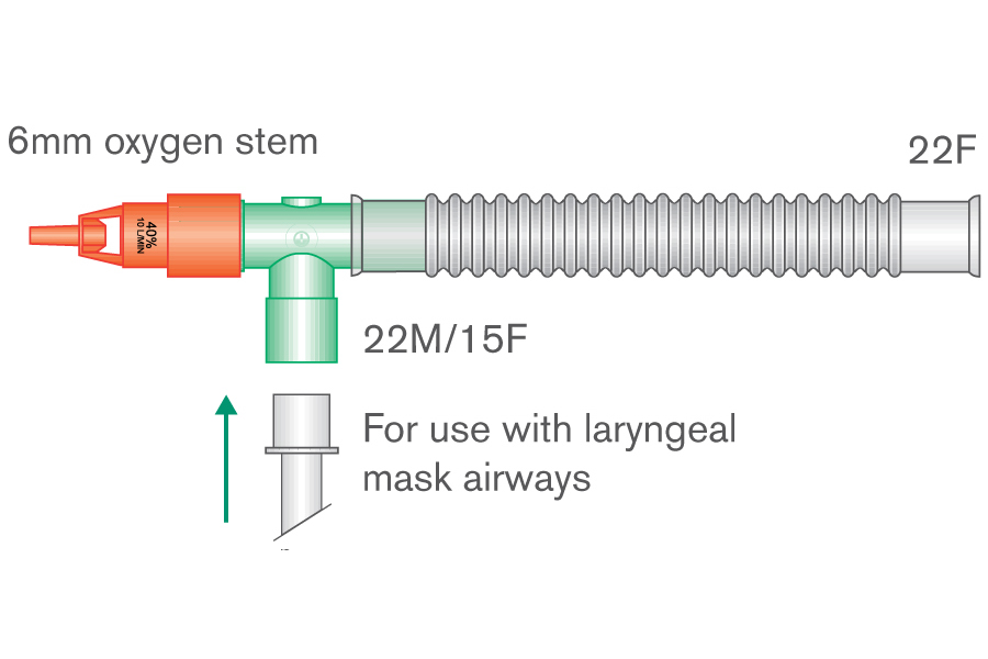Oxygen recovery T-piece kit, expiratory flextube with 40% venturi valve, red
