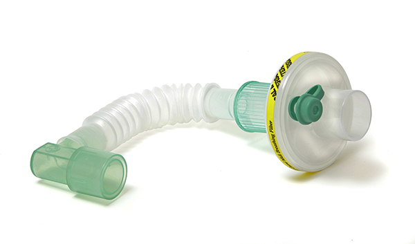 Clear-Guard™ Midi low volume breathing filter with luer port, SuperSet™ catheter mount and fixed elbow