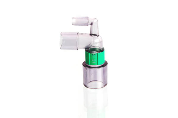 Clear elbow connector with spigot - 22M/15F - 15M
