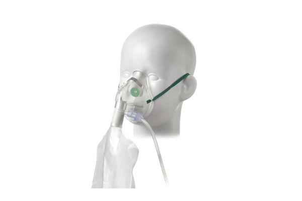 Paediatric, high concentration oxygen mask with tube, 2.1m