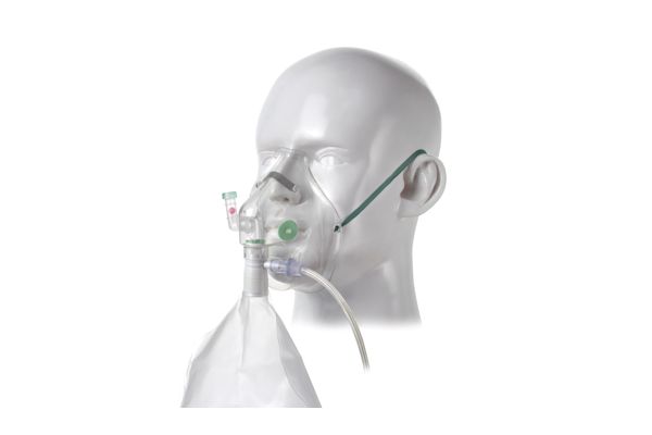 Respi-Check™, adult, breathing indicator high concentration oxygen mask with nose clip and tube, 2.1m
