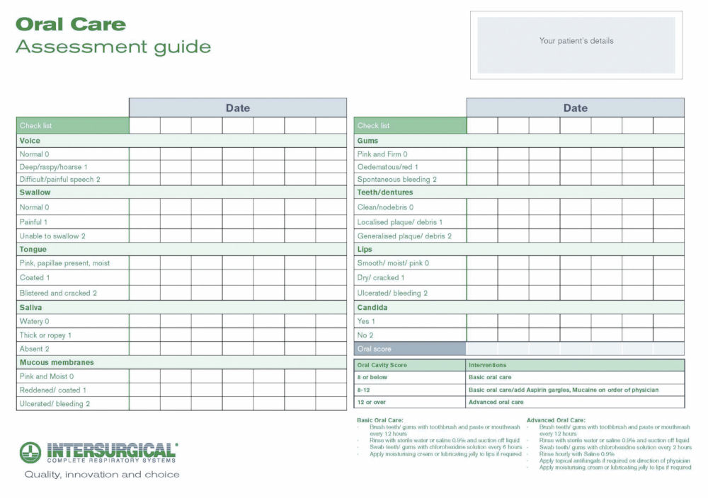 Oral Care Evidence Page