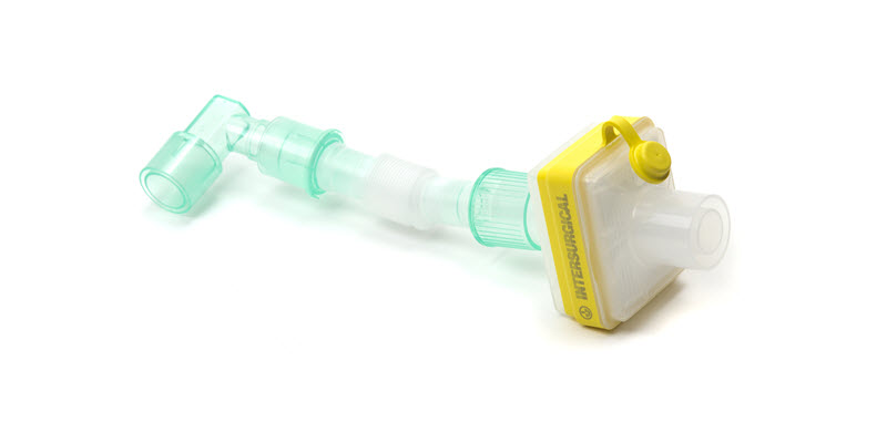 Hydro-Guard™ Mini breathing filter with SuperSet™ catheter mount and detachable elbow