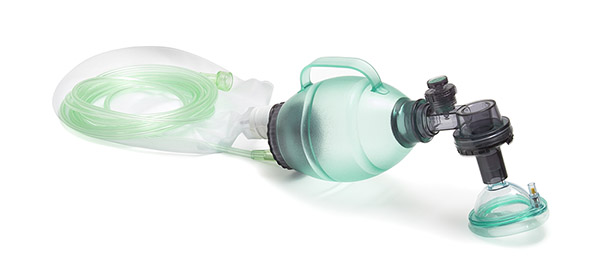 BVM resuscitator, paediatric 550ml bag with pressure relief valve (40cm H20), size 1 mask